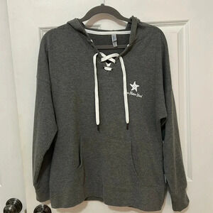 Anna Maria Island gray hoodie sweatshirt size large tie in front